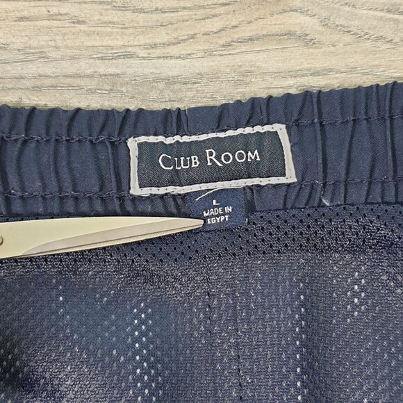 Club Room Men Swim Trunks Navy White Striped Quick Dry Size L Elastic 34' Waist - Picture 4 of 6